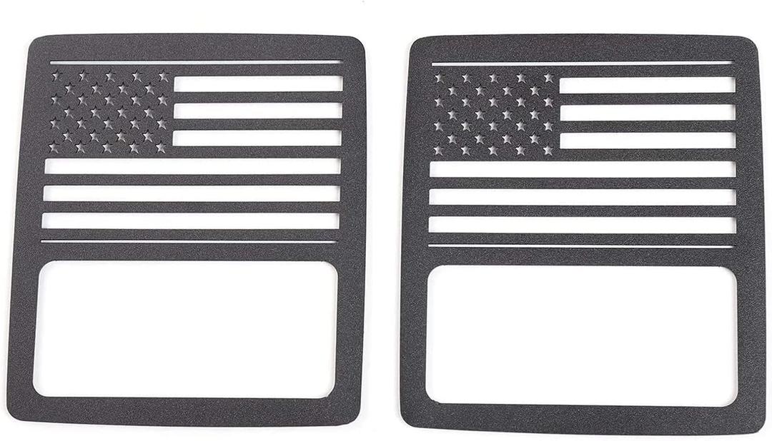 JeCar Tail Light Cover US Flag Taillight Guard Compatible with Jeep Wrangler 2018-2023 JL & Unlimited (Factory OEM Halogen Tail Light ONLY) (Matte black)