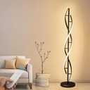 BESKETIE Spiral LED Floor Lamp, 40W Dimmable Modern Floor Lamps for Living Room with Remote Control, Stepless Adjustable Colors & Brightness Standing Lamp Reading Corner Floor Lamp for Bedroom - Black