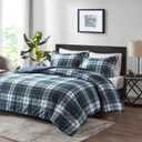Madison Park Essentials Parkston Plaid Comforter Set Soft Brushed Microfiber College Bedding, 3M Scotchguard Stain Release Cover, Modern All Season Cabin Bedding, Full/Queen, Navy, 3 Piece