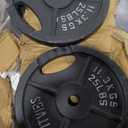 Fitvids Olympic 2-Inch Cast Iron Plate Weight Plate for Strength Training and Weightlifting, Two Hole Style, 25LB Pair
