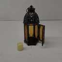 DECORKEY Moroccan Lanterns Decorative Indoor & Outdoor, 11 Medium Size Vintage Metal Hanging&Tabletop Candle Holder Decor, Halloween Christmas Ramadan Decorations for Home Porch Patio (Amber)