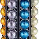 FlagShip Vertuo Pod Holder Carousel Stand for Nespresso Capsule Storage Organizer with Extra Space for Coffee Mate Silent Rolling (80+ Pod Storage) (Enlarge, Black)