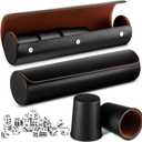Liliful 2 Set Leather Dice Cups Include 10 Leather Game Cups, 50 Dice and 2 Storage Case with Magnetic Closure, Liars Game Gift for Party, Craps, Backgammon (Black)