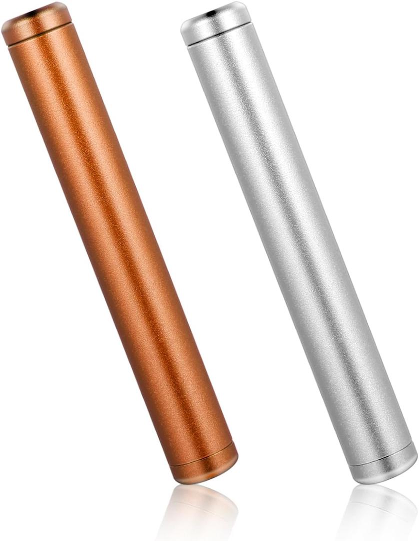 2 Pack Metal Tube Container, Storage Cases Portable Aluminum Waterproof Storage Tube Holder Case for Purse Pocket Travel Outdoors, 4.5 inches