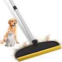 BALORAY Carpet Rake for Pet Hair Removal: 60" Adjustable Long Handle Pet Hair Removel Tool, 2 in 1 TPU and Copper Pet Hair Remover Broom, Reusable Cat Dog Hair Remover Carpet Scraper (Black)