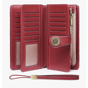 SENDEFN Wallets for Women Leather Credit Card Holder with RFID Blocking Large Capacity Wristlet