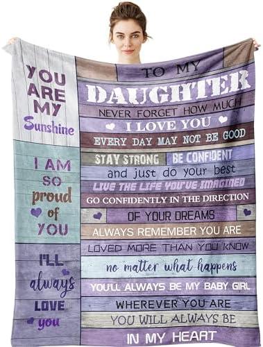 Yamco Daughter Gift from Mom - Daughter Gifts from Dad 80"x 60" Blanket - Gifts for Daughters - Mother Day Birthday Presents from Mother Father - to My Daughters Birthday Graduation Gift Ideas