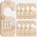 eoscasely Baby Closet Divider - 3D Double-Sided Wooden Baby Wardrobe Baby Closet Organizer,Daisy design Nursery Decor Clothes Hanger Dividers for Sorting 8 Sizes from Newborn to 24+ Months