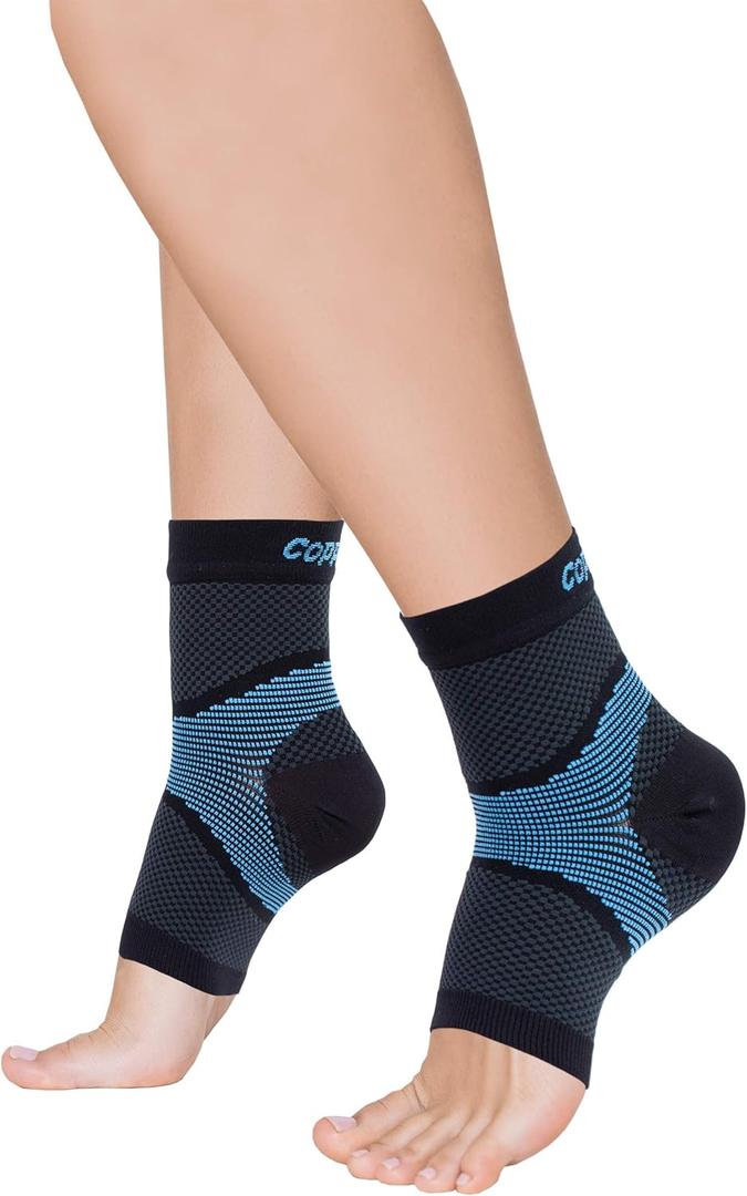 Copper Fit ICE Plantar Fascia Compression Foot and Ankle Sleeve Infused with Menthol, 1 Pair (Small/Medium)