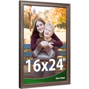 16x24 Frame, High Definition Plexiglass for 16x24 Poster Frame, Vintage 16 x 24 Picture Frame Rustic Distressed Pattern, Wall Mount Display, Brown 1Pack