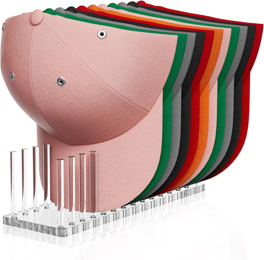 Kadolina Hat Organizer for Baseball Caps, Acrylic Hat Rack for 14 Baseball Caps, Hat Holder Display and Organizer for Closet, Tabletop, Dressing Table
