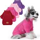 XPUDAC 4 Pack Dog Sweaters Fleece Dog Sweatshirt Winter Pet Clothes for Small Medium Dogs Boy Girl Pullover Puppy Christmas Outfits Cat Apparel, Purple, Light Pink, Hot Pink, Red, S