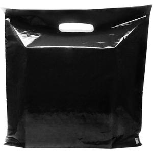 Extra Large Black Merchandise Bags - Plastic Glossy Perfect for Retail - 100 Pack 22" x 22" x 2 mil Thick - Die Cut Handles - Color Black - 100% Recyclable