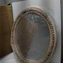 Rustic Round 24 Inch Wood Wall Circle Mirror with Beads, Decorative Farmhouse Mirror for Living Room, Bedroom, Kitchen, Entryway (Natural)