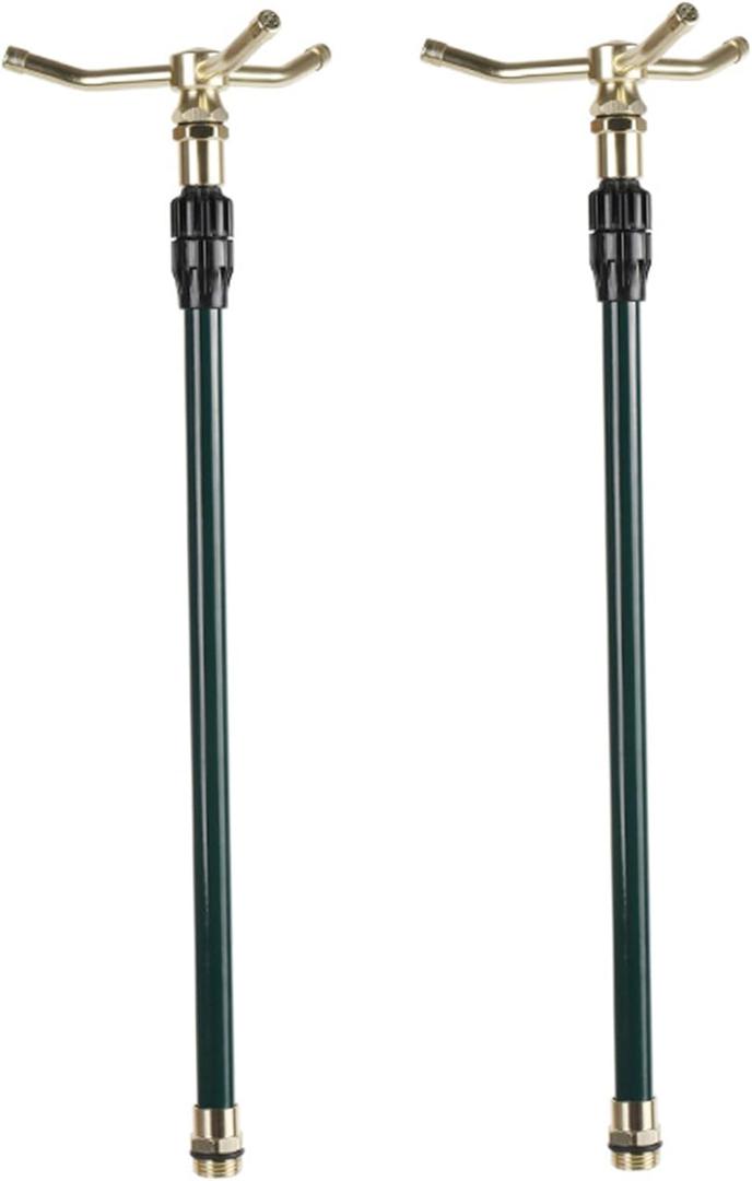 2PCS Garden Sprinkler 360° Rotating 3-Arm Hose Sprinkler with Adjustable Telescoping Base Lawn Watering System for 26-33ft Diameter Large Area Coverage