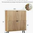 Shoe Storage Cabinet, Fluted Shoe Cabinet Storage for Entryway, Hidden Shoe Cabinet with Metal Legs,Shoe Organizer Cabinet with Flip Doors, Slim Entryway Shoe Storage Cabinet, Natural Wood-31.5in, 31.5" Wide