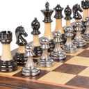 Luxury Large Chess Set 17 Inch Wooden Chess Board with Metal and Acrylic Chess Pieces, 3.5" King, 2 Extra Queens, Foldable Tournament Chess Set for Adults and Kids, Gift Display Chess Game Collection