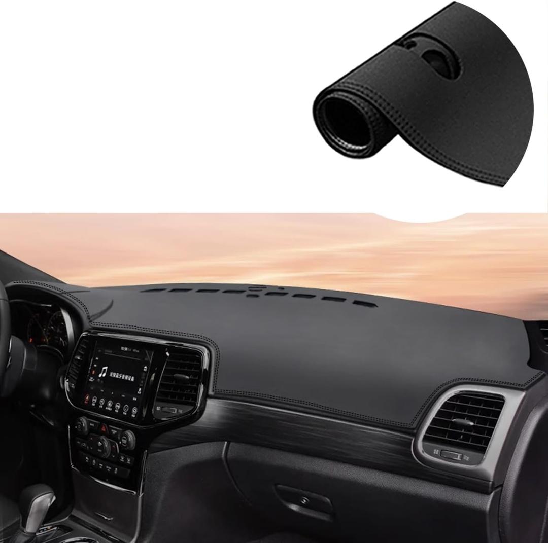 Rifoda Dash Cover Mat Fit for Jeep Grand Cherokee 2011-2021 Leather Material Nonslip Dashboard Protector Sunshade No Glare Cover pad Black Stitching (NOT for Jeep Cherokee & Grand Cherokee L)