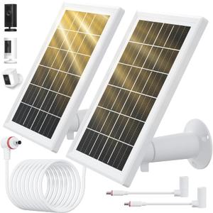 Solar Panel for Ring Camera, 2 Pack solar panels for Ring Security Camera, 5W Solar Panel with 10FT/3M Long Cable Dustproof Waterproof, Solar Charger Compatible with Spotlight & Stick Up Outdoor Cam