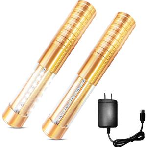 Bottle Service Lights Bottle Sparklers Rechargeable Bottle Girl Lights 2 Pieces Bottle Service for Bar Nightclub Concert Birthday Wedding Party Outdoors Strobe Baton (2-gold-white)