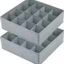 Joyoldelf Sock Drawer Organizer Divider Underwear Organizer 16-cell Fabric Dresser Drawer Organizers Storage Boxes for Socks Lingerie, Handkerchiefs, Ties (Grey)