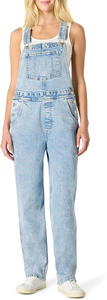 Amazon Essentials Women's Medium Stretch Denim Relaxed-Fit Straight Leg Overalls XL