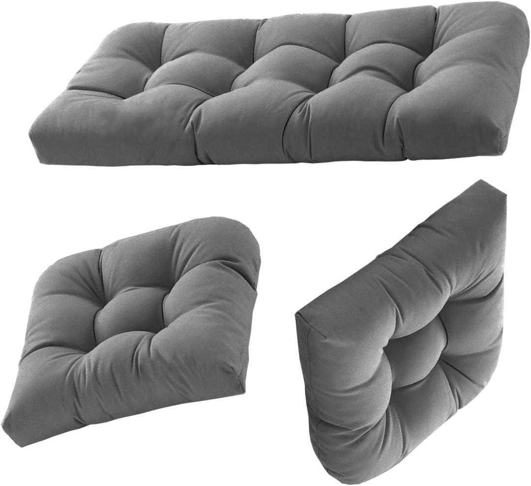 Dizaolive Wicker Chair Cushions for Outdoor Furniture Patio Loveseat Settee Bench Cushions 19x19, Gray