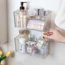 2PCS Cabinet Door Organizer,Self Adhesive Kitchen Cabinet Organizer,Cabinet Door Storage Box for Bathroom/Kitchen/Living room,Storage shelf rv must haves. (transparent)