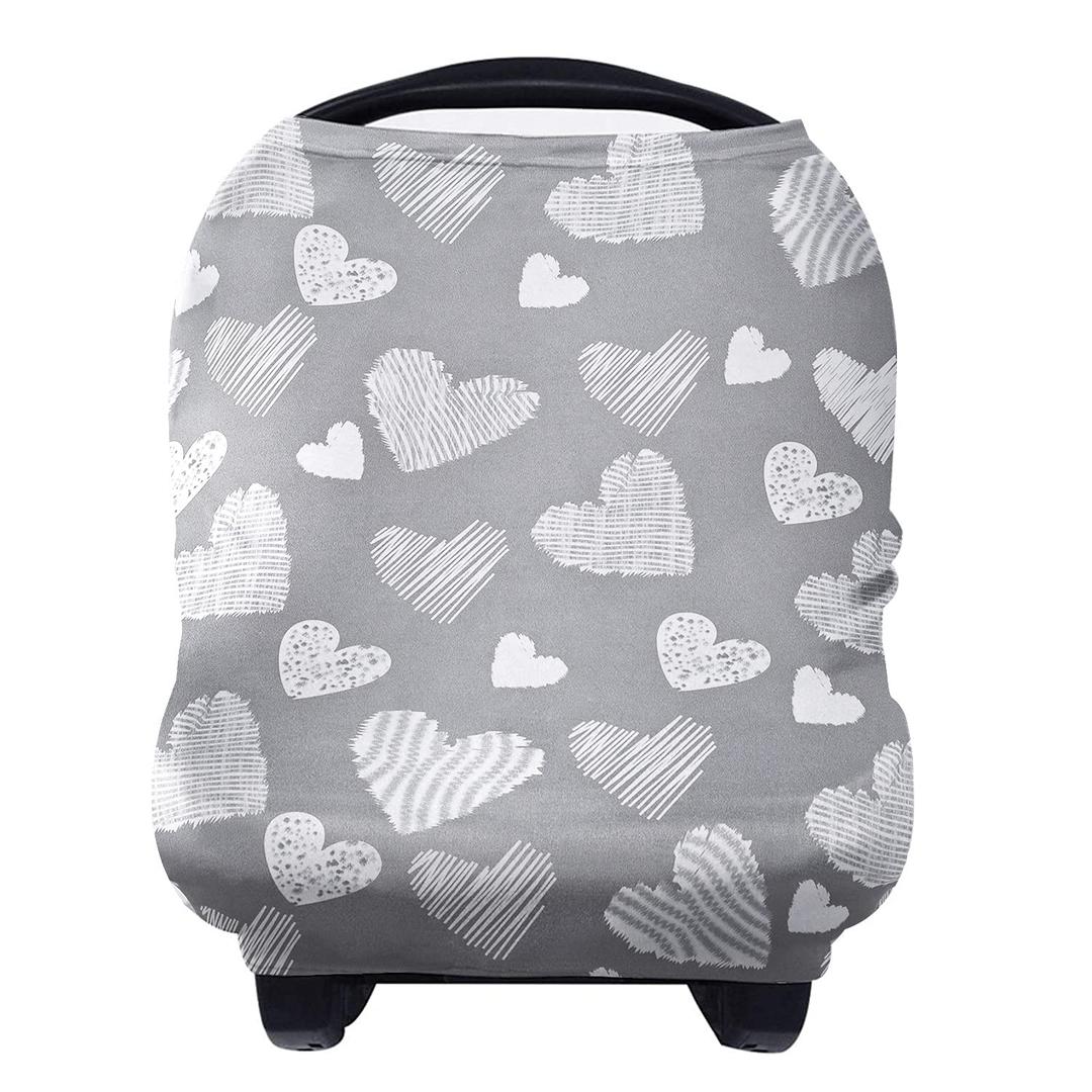 Yoofoss Nursing Cover Breastfeeding Scarf - Baby Car Seat Covers, Infant Stroller Cover, Strechy Carseat Canopy for Boys and Girls (Gray)