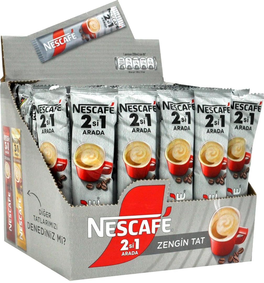 Nescafe 2 in 1 Unsweetened, Coffee + Coffee creamer, No Added Sugar - 56 Sticks (EXP 01/01/27)