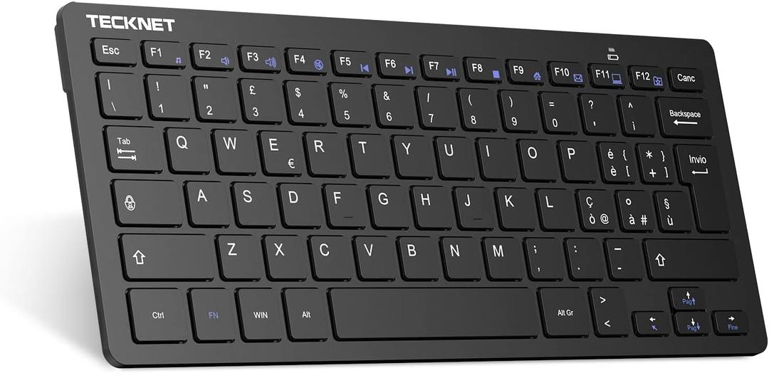 TECKNET Italian QWERTY Layout Wireless PC Keyboard, Wireless Keyboard for Windows and Android Smart TV, Very Long Battery Life, Quiet and Ultra Thin