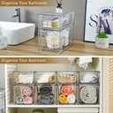 Clemate 6Pack Stackable Kitchen Storage Organizer, Pantry Organizers and Storage, Clear Foods Organizer Bins with Handles, Easily Assemble for Bathroom, Kitchen, Pantry, Cabinet, Closet