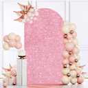 MODFUNS 7.2FT Arch Cover Pink Gold Sequin Spandex Arch Cover Wedding Arch Backdrop Cover Spandex Fitted Arch Stand Cover Glitter Arch Cover Backdrop Fabric for Baby Shower Bridal Shower Wedding Decor