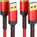 JSAUX USB 3.0 A to A Male Cable 2 Pack(3.3ft+6.6ft) USB Male to Male Cable Double End USB Cord Compatible with Hard Drive Enclosures, DVD Player, Laptop Cooler and More (Red)