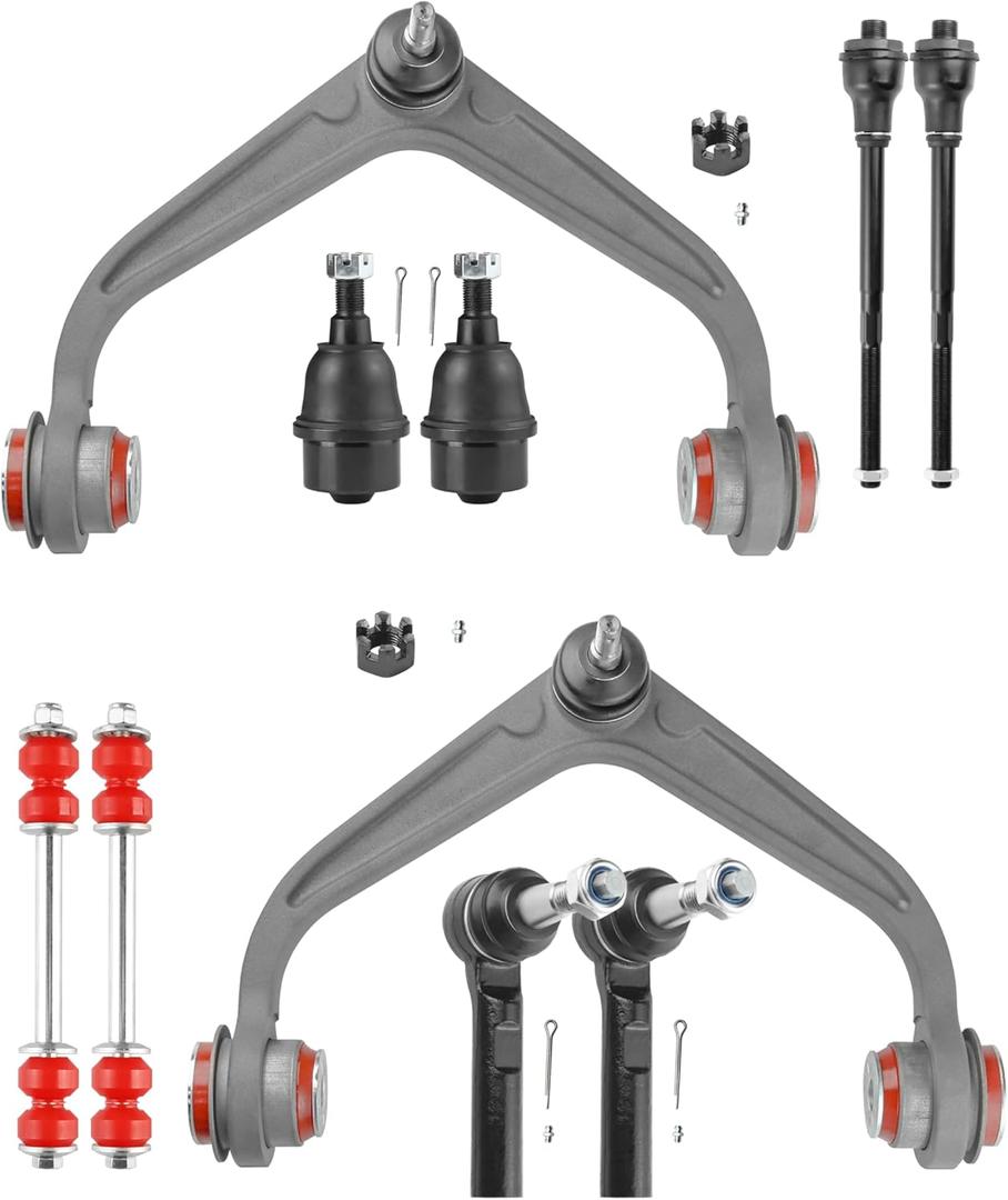 10pc Front End Suspension Kit for 2011-2019 Chevy Silverado GMC Sierra 2500HD 3500HD, Upgrade Polyurethane, 2 Sway Bar Links, 4 Inner & Outer Tie Rods, 2 Lower Ball Joints
