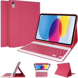 LAMA for iPad (A16) 11th Gen 2025 /10th Gen 2022 Keyboard Case, Thin & Light Cover with Pencil Holder, Magnetic Case with Keyboard for iPad 11-inch (A16) 11th /10.9-inch 10th Generation,Watermelon Red