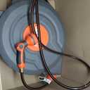 Upgraded Retractable Garden Hose Reel 1/2 in x 100 ft PRO 180 Swivel Metal Bracket Automatic Slow Return Heavy Duty Wall-Mounted Hose Reel Any Length Lock 9 Pattern Nozzle UV Resistant
