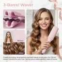 Hair Crimper for Womens Beach Waves Pink Deep Waver Curling Iron, 1.25-Inch Ionic Ceramic Hair Tool with Four Temperature Settings, Easy to Use for Long/Short HairPink