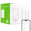 GHome Smart Smart Switch, 2.4Ghz Wi-Fi Light Switch Compatible with Alexa, Google Home, Neutral Wire Required, Single-Pole,UL Certified,Voice Control and Timer,No Hub Required,4pack, White 