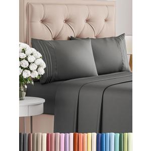 Queen Size 4 Piece Sheet Set - Comfy Breathable & Cooling Bed Sheets Set - Hotel Luxury Bedding for Women, Men, Kids & Teens - Deep Pockets, Easy-Fit, Super Soft & Wrinkle Free - Oeko-Tex - Charcoal (08 - Charcoal)