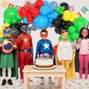 Amandir 153pcs Red Blue Yellow Green Black Balloon Arch Garland Kit, Different Sizes 18 12 10 5inch Metallic Silver Star Confetti Colorful Balloons for Birthday Carnival Video Themed Party Decorations