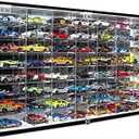 JACKCUBE Design Hot Wheels 1/64 Scale Diecast Display Case Storage Cabinet Shelf Wall Mount Rack for 56 Hot Wheels(Black, 24.61 x 13.78 x 2.05 inches)-MK184