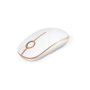Unipows Wireless Mouse - 2.4G Slim Portable Computer Mouse with Nano Receiver, Less Noise Mobile Optical Mice for Notebook, PC, Laptop, Computer, Mac (White Gold)