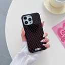Designed for iPhone 15 Pro Case,Cute Fashion Polka Dot Aesthetics for Women Girls Soft TPU and Hard PC Protective Case Compatible with 15 Pro-Black