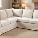 Poly Flax Ektorp Sectional Sofa Cover Compatible with IKEA 2+2 Slipcover | Heavy Duty Polyester Flax 2+2 Or 2X2 Sofa Slipcover Only Fits Ektorp Corner 2X2 Beige Color,  Sofa Cover Only