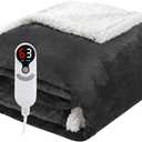Electric Heated Blanket Throw Size 50"x60", Soft Flannel with Overheat Protection, 9 Adjustable Heat Settings & 10-Hour Auto-Off Timer, Fast Heating for Winter Comfort, Dark Gray