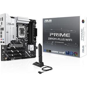 ASUS Prime Z890M-PLUS WiFi Z890 LGA 1851 mATX Motherboard, Intel Core Ultra Series 2 Ready, Advanced AI PC-Ready, 10+1+2+1 80A Power Stages, DDR5, PCIe 5.0, USB Type-C, 3X M.2, Wi-Fi 7, 2.5Gb LAN