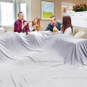 Edenleaf Oversized Blanket 120x120 Inches, Giant Huge Companion for Bed, Sofa, Travel and Camping, Extra Large Big Soft Blanket Fits The Whole Family and Outdoor Campaign, Light Grey