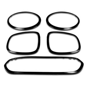 Aspaton 5PCS Front Grille Frame Surround Trim Headlight Taillight Trim Ring Compatible with 2014-2021 Cooper F55 F56 F57 51137449207 Glossy Black