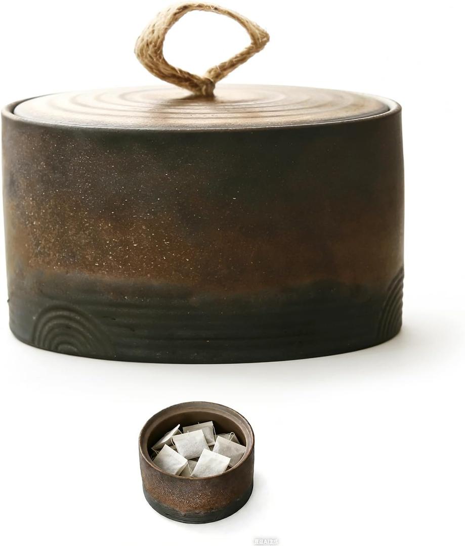 Vintage Ceramic Containers with Lids, Multi-Purpose Tea Jars & Sugar Container, Small Jars for Kitchen Storage & Decor
